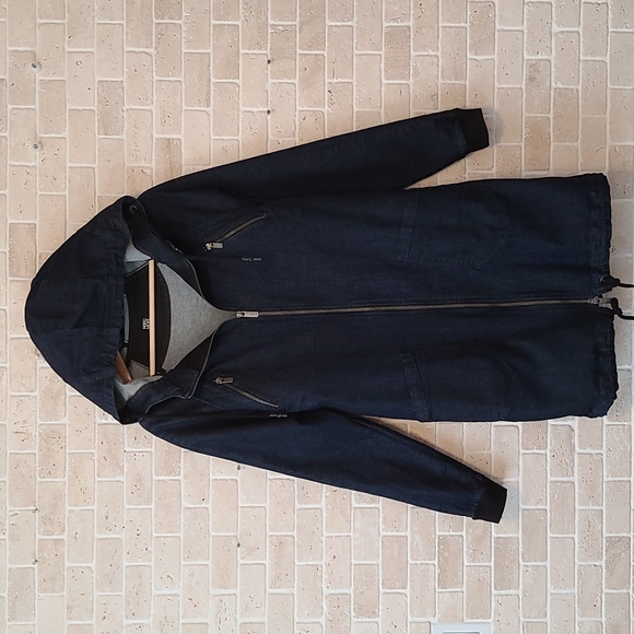 Mavi Indigo Move Women's Denim Hodded Mid-Long Parka Jacket ( Sz S/M) - Picture 1 of 11